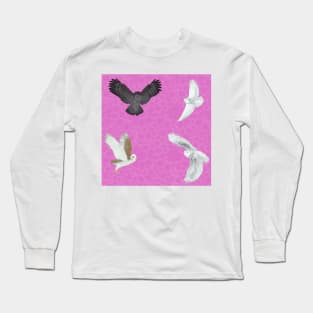 Soaring Owls Pink Long Sleeve T-Shirt